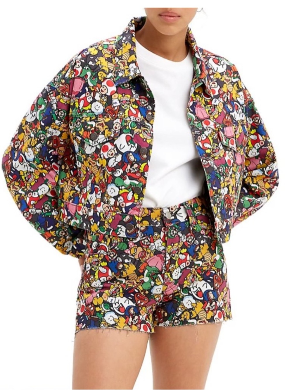 NEW Levi's x Super Mario Cropped Trucker Jacket Iconic Denim Collab LARGE LTD ED